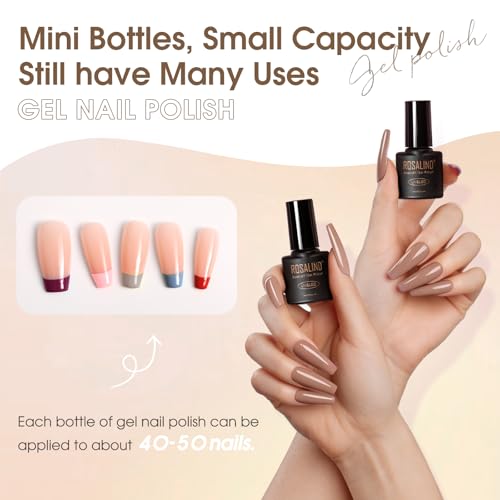 ROSALIND 30pcs Fall Winter Gel Nail Polish Set with Base & Top Coats
