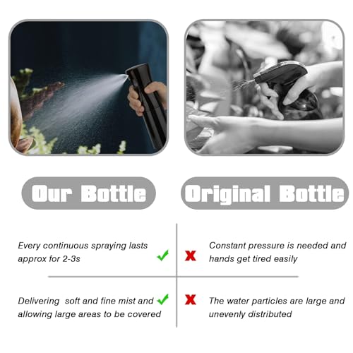 Spray Bottle for Hair (6.8OZ /200ML) Continuous Ultra Fine Mist Sprayer for Hair, Salons, Barber, Plants, Skin Care, Cleaning 1 Pack BLACK