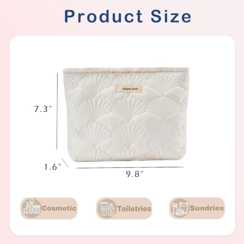 Quilted Cotton Makeup Bag - Portable Travel Toiletry Pouch
