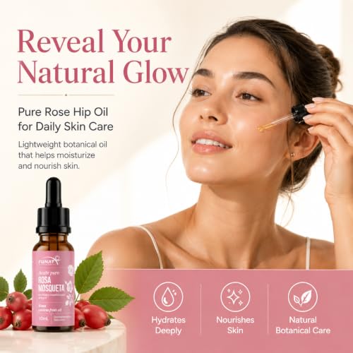 FUNAT 100% Pure Rosehip Oil - Facial & Skin Moisturizer - 0.3 Fl Oz - Pack of 1