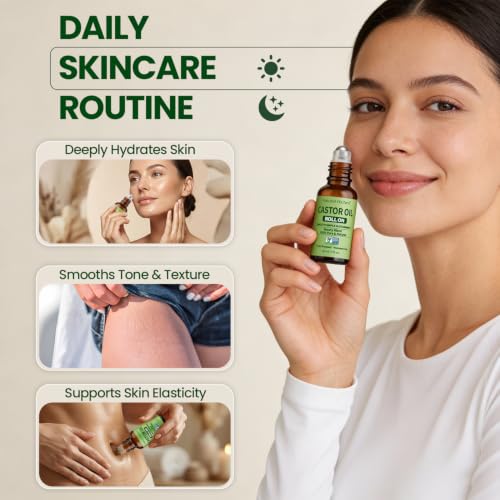 Cold Pressed Castor Oil Roll-On 1 fl oz - Hexane Free Glass Bottle
