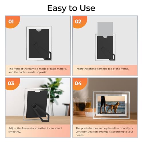 Clear Glass 4x6 Picture Frames Set of 2 - Horizontal & Vertical Display