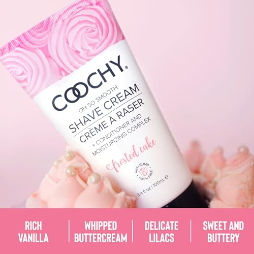 COOCHY Shave Cream - Moisturizing Shave Lotion - Gentle Intimate Shaving Cream - For Bikini Area, Underarms, Legs & More - Rash-Free, Hydrating Formula - 32 oz, Frosted Cake