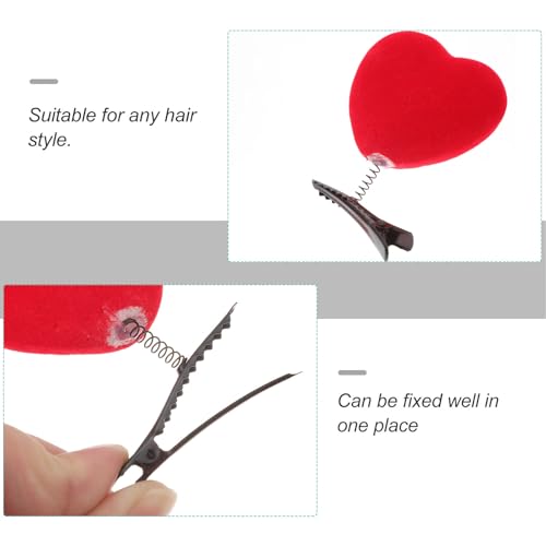 10pcs Cute Hair Clips Red Heart for Women Mini Accessories Bopper