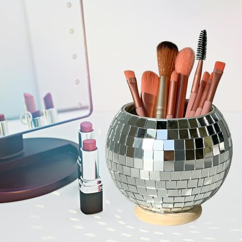 FlidRunest Disco Makeup Brush Organizer - Reflective Storage Cup