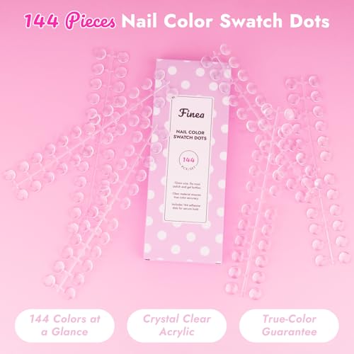Finea 144pc Gel Nail Polish Swatch Dots with Clear Stickers Kit
