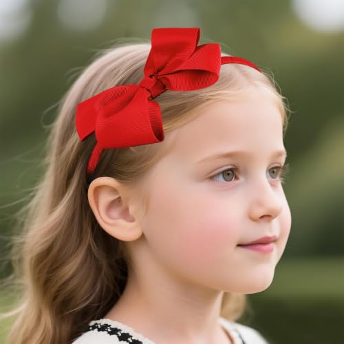 Red Hair Bow Accessories Set for Girls - 14 Pieces Hair Clips & Headbands
