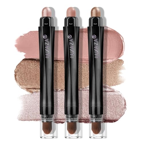 LUXAZA Cream Eyeshadow Stick Set, 3-Piece Long-Lasting Neutral Makeup Kit