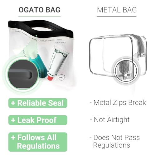 Ogato TSA Approved Clear Toiletry Bag Set - 3 Quart Size Pouches