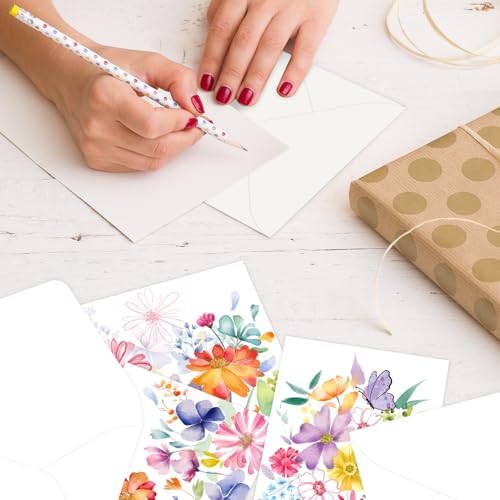 Quera 24 Pack Floral Blank Greeting Cards with Envelopes - 4"x 6"