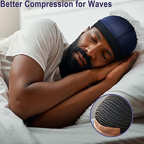 Silk Wave Caps for 360 Waves - 4Pcs Silky Durags for Men | 2 Blue & 2 Black
