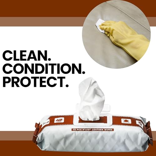 Venture Wipes Leather Cleaner Wipes - 70 Count, Extra Large & Heavy-Duty