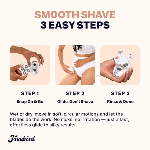 Freebird FlexSeries Electric Razor for Women - Silk Smooth Legs, Body Hair, & Pubic Shaver - for Private Area, Sensitive Skin, Bikini Trimmer (Shaver Kit + Replacement Blade)