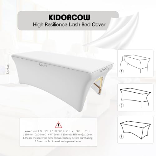 KIDOACOW White Massage Table Cover with Leg Cut-Out for 6FT Beds