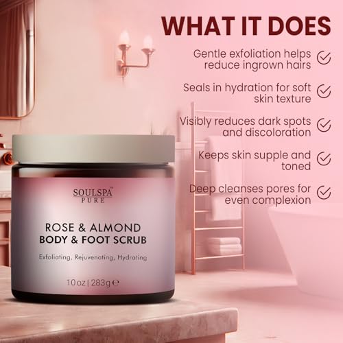 Rose & Almond Body and Foot Scrub with Dead Sea Salt - 10 oz