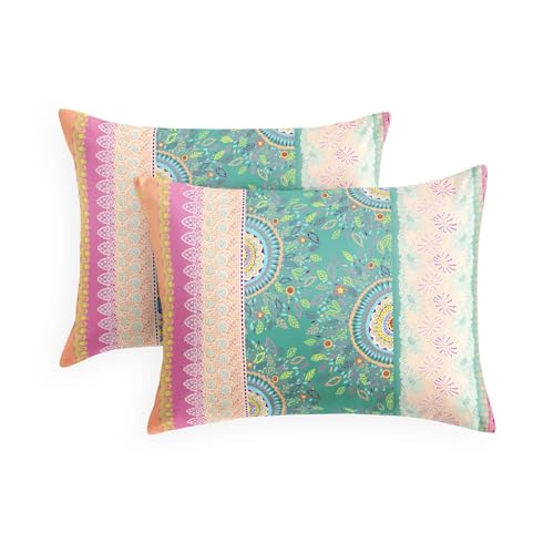 Boho Pillowcases Set of 2 - Colorful Medallion Pattern, King Size
