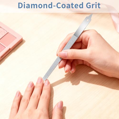 4 PCS Stainless Steel Diamond Nail File Set - 6 Inch Double Sided