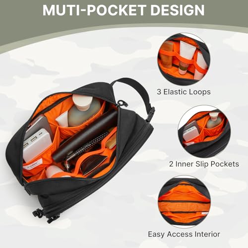 G4Free Black Waterproof Men’s Toiletry Travel Bag with Multiple Pockets