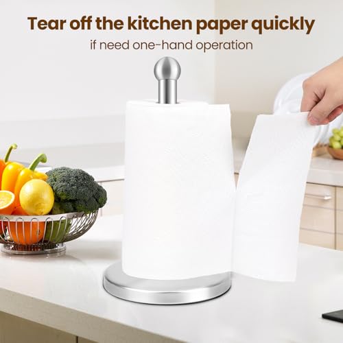 Stainless Steel Paper Towel Holder with Weighted Base - Silver