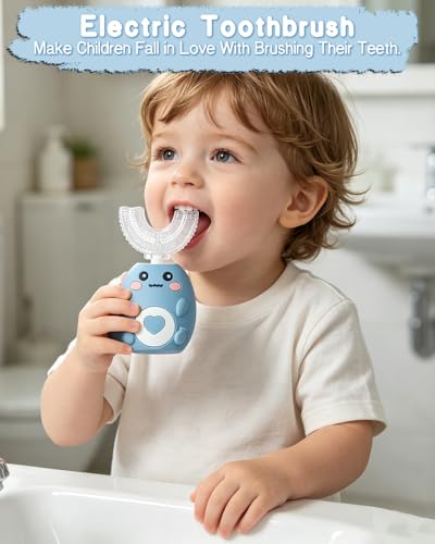 Kids Sonic U-Shaped Toothbrush with 4 Heads & 3 Modes - Blue