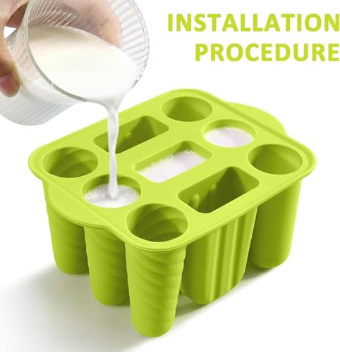 Silicone Popsicle Molds with 50 Wooden Sticks - BPA Free, Easy Release