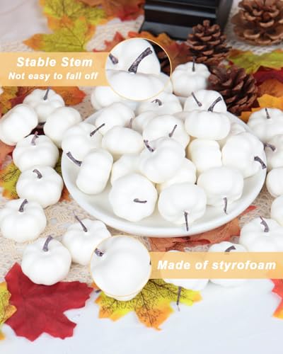 40 Mini White Foam Pumpkins for Fall & Halloween Decor