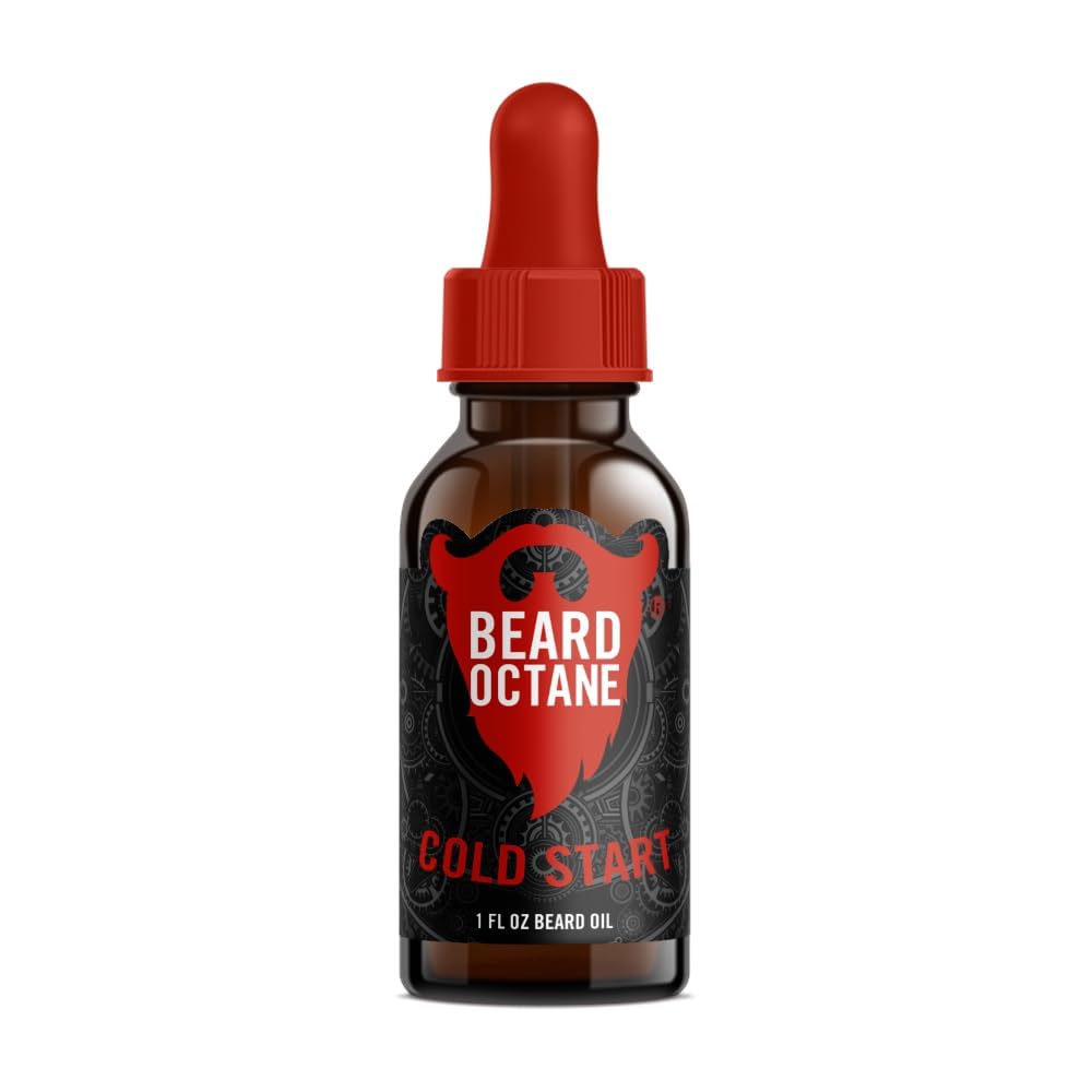 Beard Octane Beard Oil for Men – Cold Start (Peppermint, Tea Tree, Eucalyptus) – Softens & Conditions Dry Beards With Argan & Jojoba – 1oz