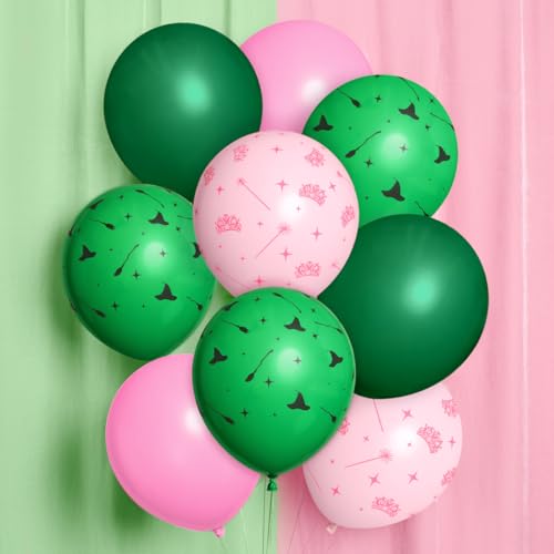 24pk Pink & Green Witch Latex Balloons - 12" Party Decor