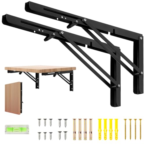 16-Inch Heavy Duty Folding Shelf Brackets - 2 Pack Wall Mounted