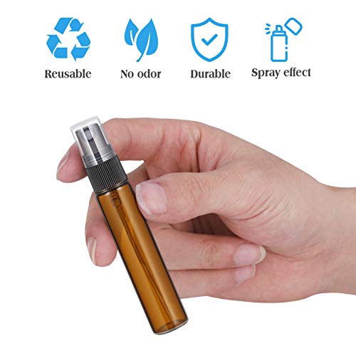 Lurrose 10pcs Amber Glass Spray Bottles - 10ml Travel Size