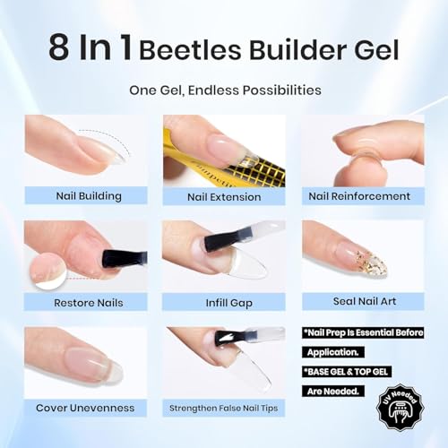 Beetles Builder Gel Set - 3Pcs 7.5ml Base & Top Coat for Nails