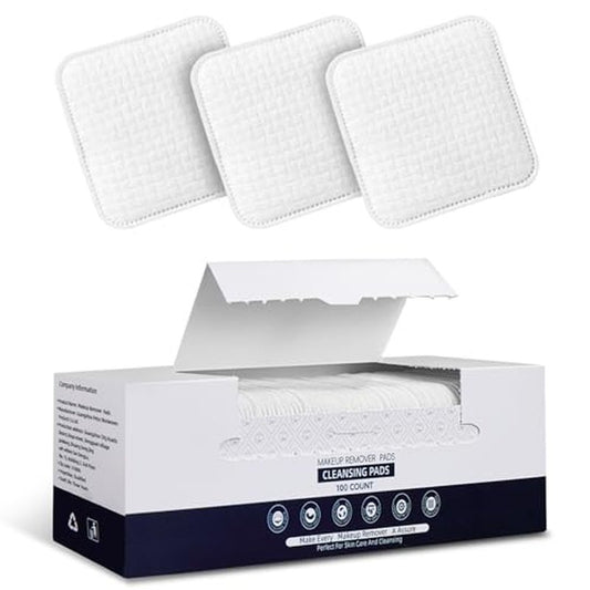 Premium Natural Plant Cotton Pads(100 Count),Soft & Lint-Free Upgraded Edge Stitching Design Cotton Rounds for Face,Unique Three-Layer Structure, Ultra-Absorbent Makeup Remover Pads,for All Skin Types