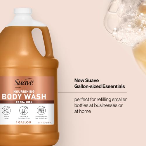 Suave Nourishing Body Wash, Cocoa Butter & Shea, 1 Gallon - Hydrating & Paraben-Free