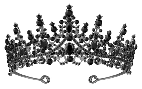 Black Queen Tiara Crown for Women - Bridal, Birthday, Costume Accessory - Papoopy A-Black