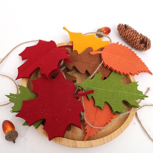 Autumn Felt Leaf Garland - Double Layered Fall Banner for Home Decor