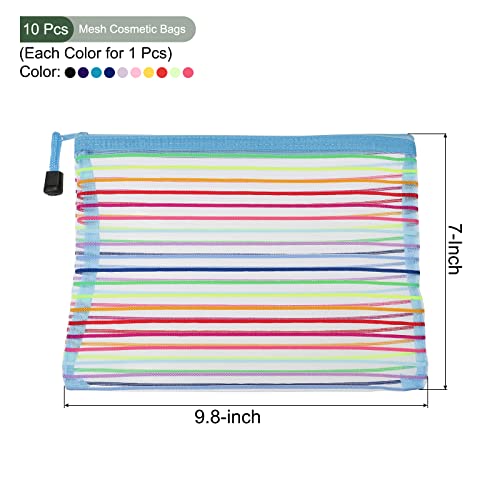 YOKIVE 10 Pack Mesh Cosmetic Bags - Durable Nylon Makeup Pouches