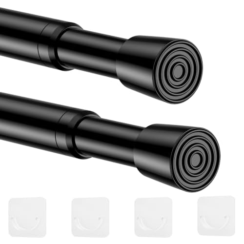 Adjustable Spring Tension Curtain Rods - 2 Pack, 17-41 Inch Black