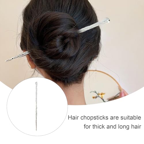 LELEVTXP Alloy Hair Chopsticks 2-Pack Minimalist Bun Jewelry for Long Thick Hair