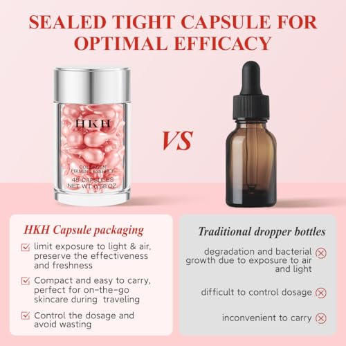 HKH Retinol Serum Capsules for Face - Anti-Aging Night Skincare, 48 Count, Travel-Friendly, Hydrating & Firming