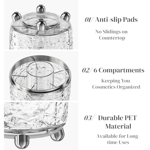 Eorbow 360° Rotating Makeup Brush Holder with Lid, Dustproof Organizer