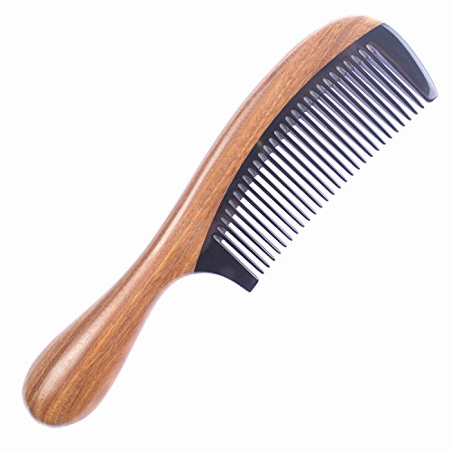 Breezelike Fine Tooth Wooden Hair Comb with Round Handle