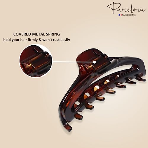 Parcelona French Tortoise Shell Hair Claw Clips Set of 2 - 2.75"
