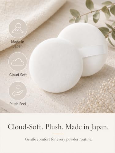 Japuff Powder Puff 2 Pack with Travel Case - Soft Velvety Body Powder Applicators