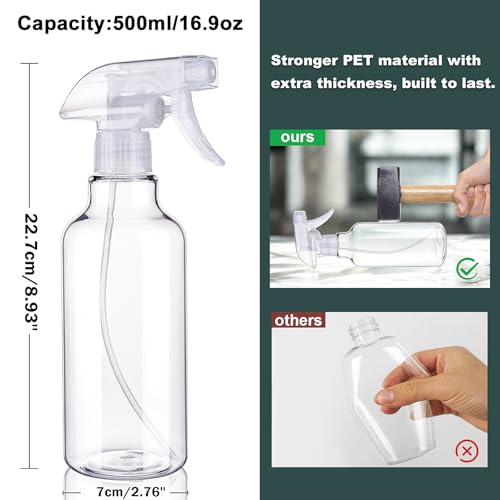 16.9oz Refillable Plastic Spray Bottle - Adjustable Mist & Stream Nozzle