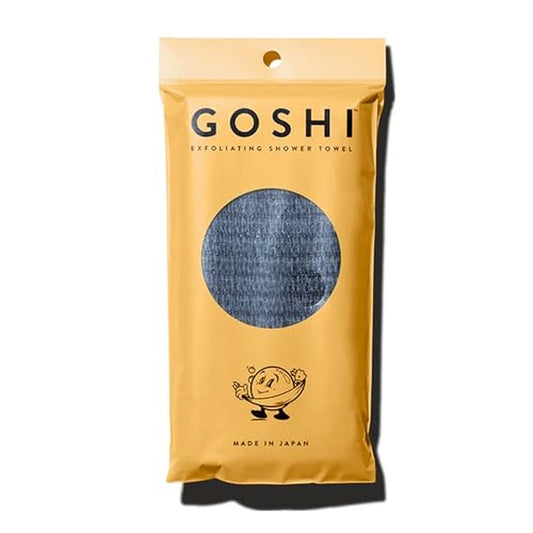GOSHI Exfoliating Shower Towel - Long Body Scrubber for Back Acne, KP & Smooth Skin - Durable Rip-Resistant Weave, Quick-Dry Nylon Washcloth - Ethically Crafted in Gunma, Japan - Grey