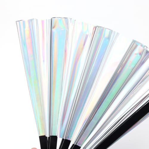 Multicolored Folding Fan - 13-Inch Handheld UV Rave Accessory