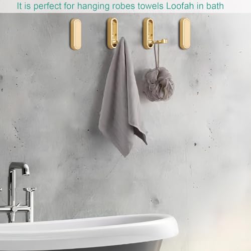 Brushed Gold Foldable Towel Hooks - 2 Pack Heavy Duty Wall Hooks