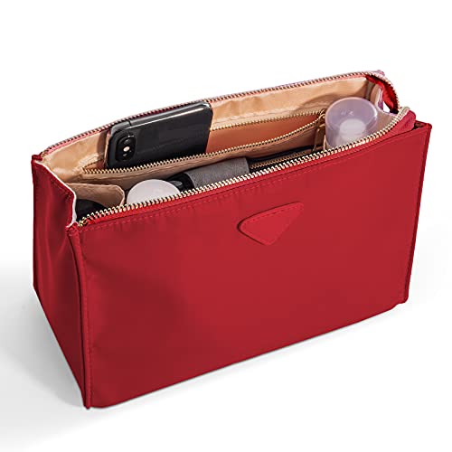 Vercord Nylon Purse Organizer Insert - Medium Red Handbag Storage Bag