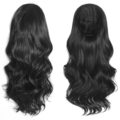 24-Inch Wavy Blonde Half Wig - Synthetic Clip-In Hair Extension