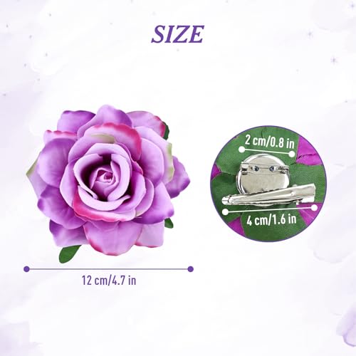 16 Pack Big Rose Flower Hair Clips & Brooches - inSowni S1
